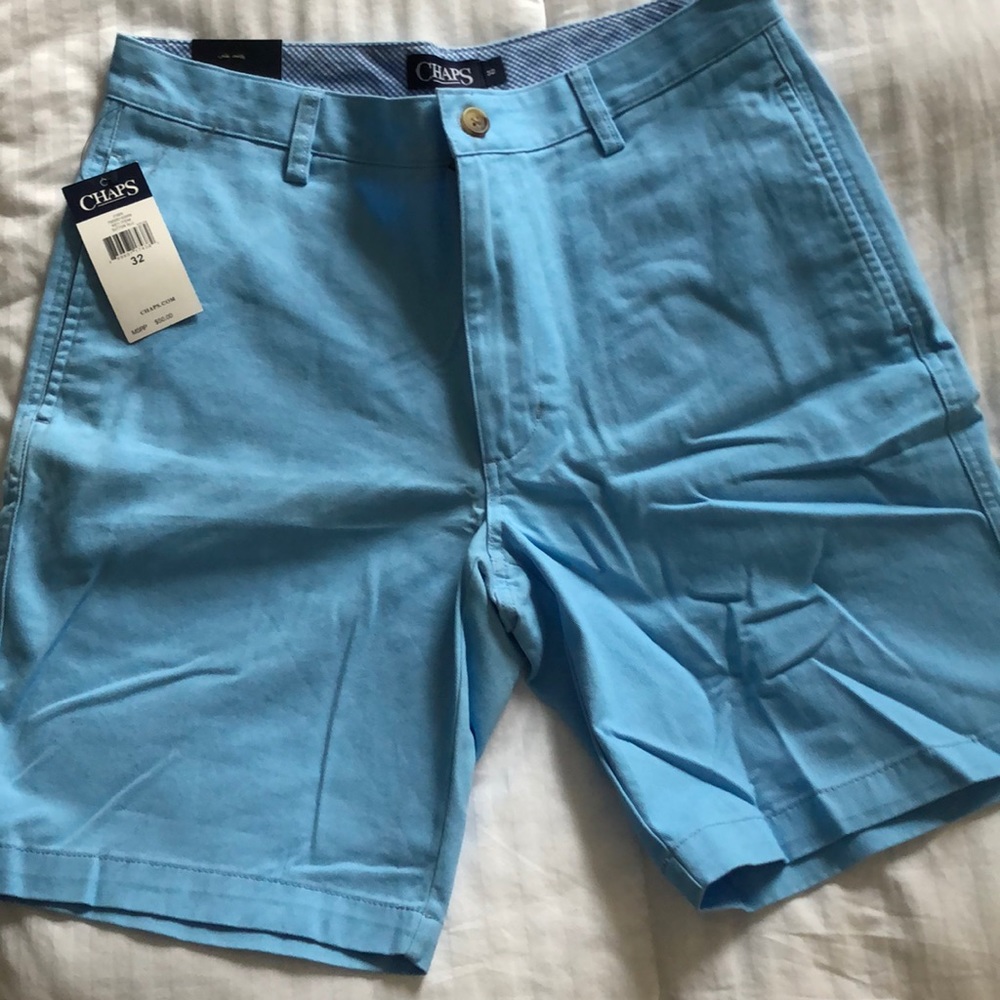 Chaps Washed Twill Chino Shorts Light Blue 9 inch